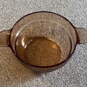 Vision Corning Amber Glass Cookware V-20-B Round Bowl Made in France Vintage